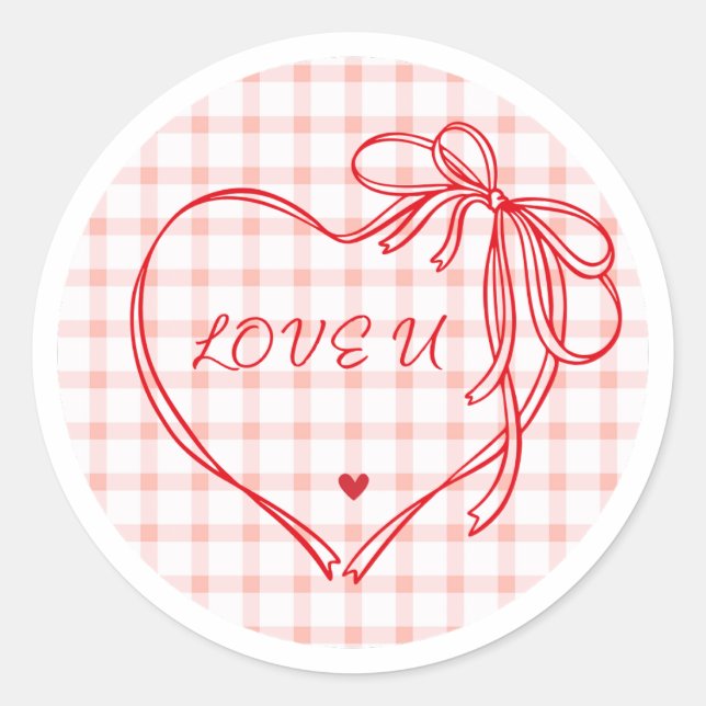 Sticker Rond “Ruban de cœur Je t'aime” (Devant)