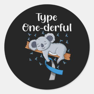Sticker Rond Ruban de diabète de koala Onederful de type T1d Di
