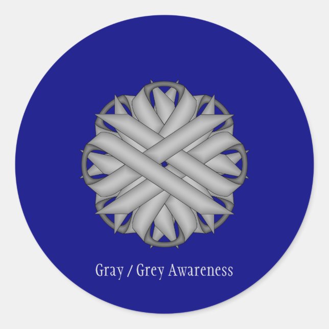 Sticker Rond Ruban de fleurs grises par Kenneth Yoncich (Devant)