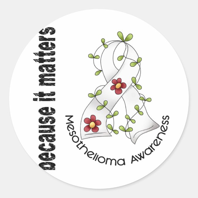 Sticker Rond Ruban de fleurs Mesothelioma 3 (Devant)
