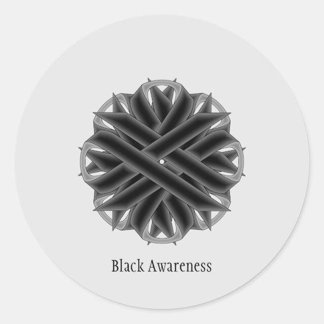 Sticker Rond Ruban de fleurs noires par Kenneth Yoncich (Devant)