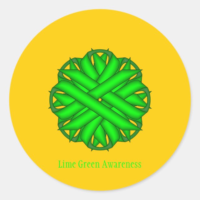 Sticker Rond Ruban de fleurs vert de chaux par Kenneth Yoncich (Devant)