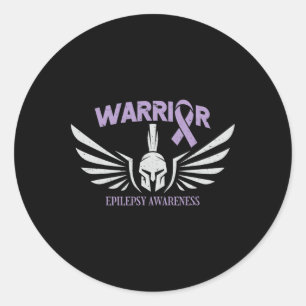 Sticker Rond Ruban de guerrier de sensibilisation à l'épilepsie