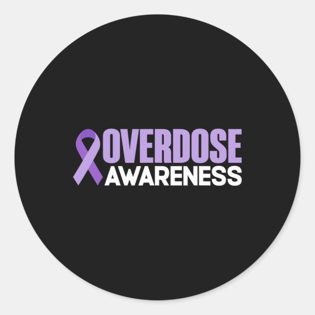 Sticker Rond Ruban de la Journée de l'overdose Mois de la sensi (Devant)