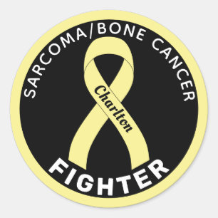 Sticker Rond Ruban de lutte contre le cancer du sarcome/os Noir