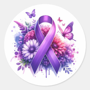 Sticker Rond Ruban de sensibilisation à la fibromyalgie