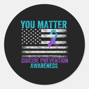 Sticker Rond Ruban de sensibilisation à la prévention du suicid