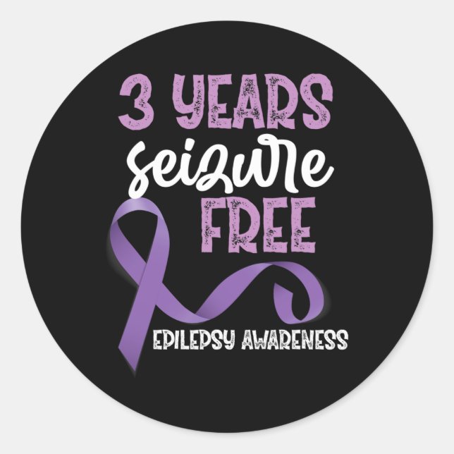 Sticker Rond Ruban de sensibilisation à l'épilepsie 3 ans sans  (Devant)