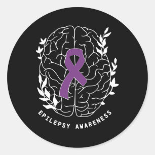 Sticker Rond Ruban de sensibilisation à l'épilepsie Violet Cerv