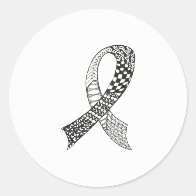 Sticker Rond Ruban de sensibilisation au cancer de n'importe qu (Devant)