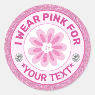 Sticker Rond Ruban de sensibilisation au cancer du sein Je port