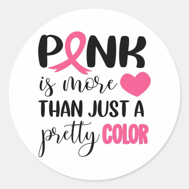 Sticker Rond Ruban de sensibilisation au cancer du sein rose (Devant)