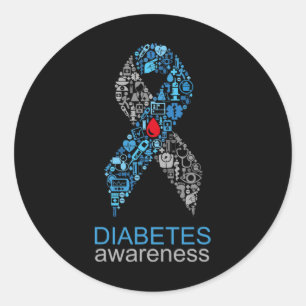 Sticker Rond Ruban de sensibilisation au diabète Journée mondia