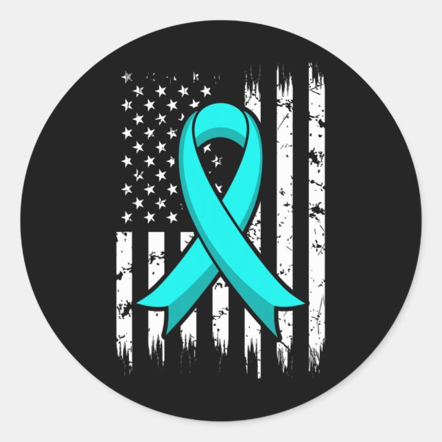 Sticker Rond Ruban De Sensibilisation Au Stress Ptsd Avec Drape (Devant)