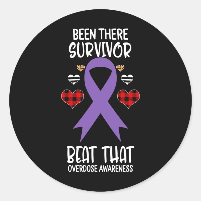 Sticker Rond Ruban de sensibilisation au surdosage des survivan (Devant)
