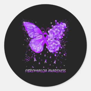 Sticker Rond Ruban de sensibilisation aux fibromyalgies papillo