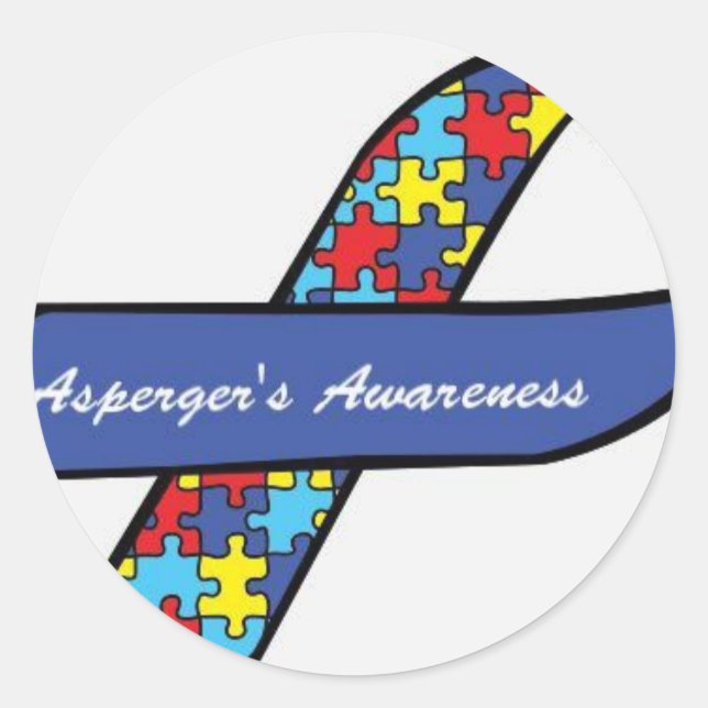 Sticker Rond Ruban de sensibilisation d'Asperger (Devant)