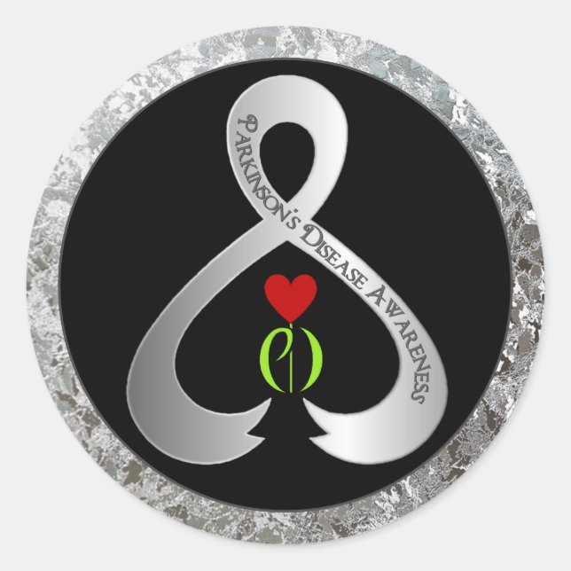 Sticker Rond Ruban de sensibilisation de Parkinson (Devant)