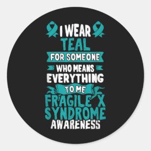 Sticker Rond Ruban de sensibilisation Turquoise au syndrome X f