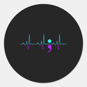 Sticker Rond Ruban de soutien au bonheur du battement de cœur p