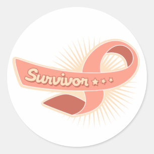 Sticker Rond Ruban de survivant de cancer du corps utérin