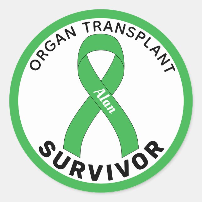 Sticker Rond Ruban de transplantation d'organe Blanc (Devant)