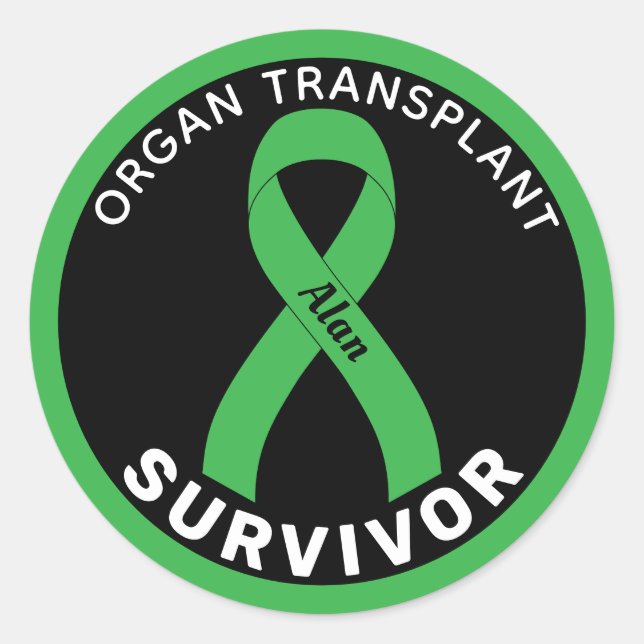 Sticker Rond Ruban de transplantation d'organe Noir (Devant)