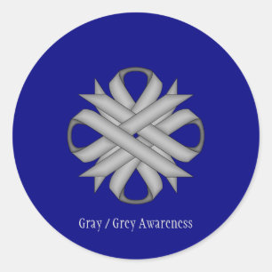 Sticker Rond Ruban de trèfle gris par Kenneth Yoncich