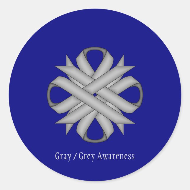 Sticker Rond Ruban de trèfle gris par Kenneth Yoncich (Devant)