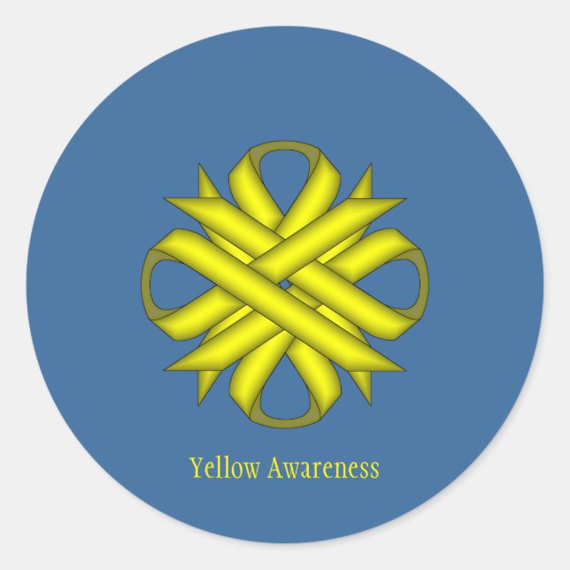 Sticker Rond Ruban de trèfle jaune par Kenneth Yoncich (Devant)