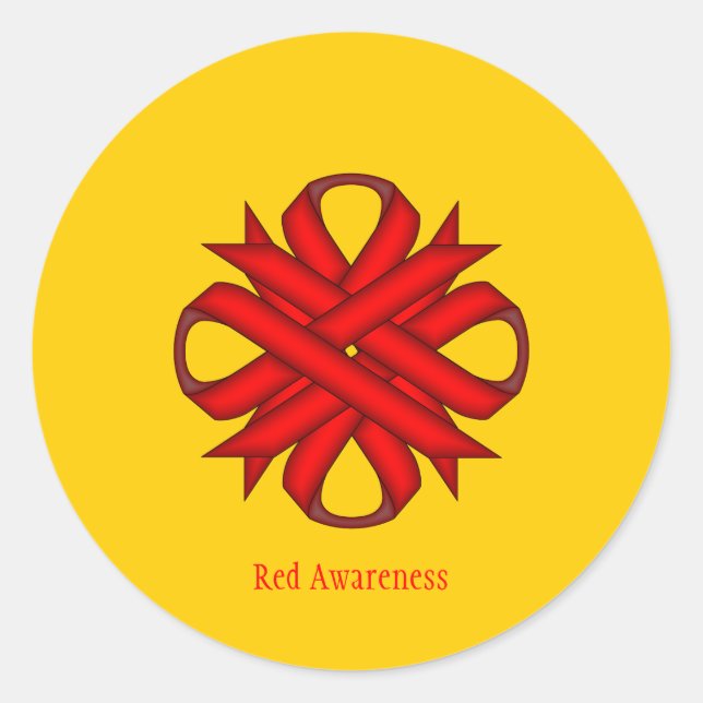 Sticker Rond Ruban de trèfle rouge par Kenneth Yoncich (Devant)