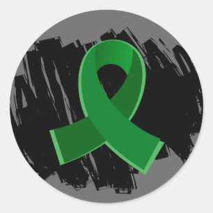 Sticker Rond Ruban de vert vert d'affection hépatique avec le