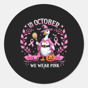 Sticker Rond Ruban D'Halloween En Octobre Porter Oie Rose