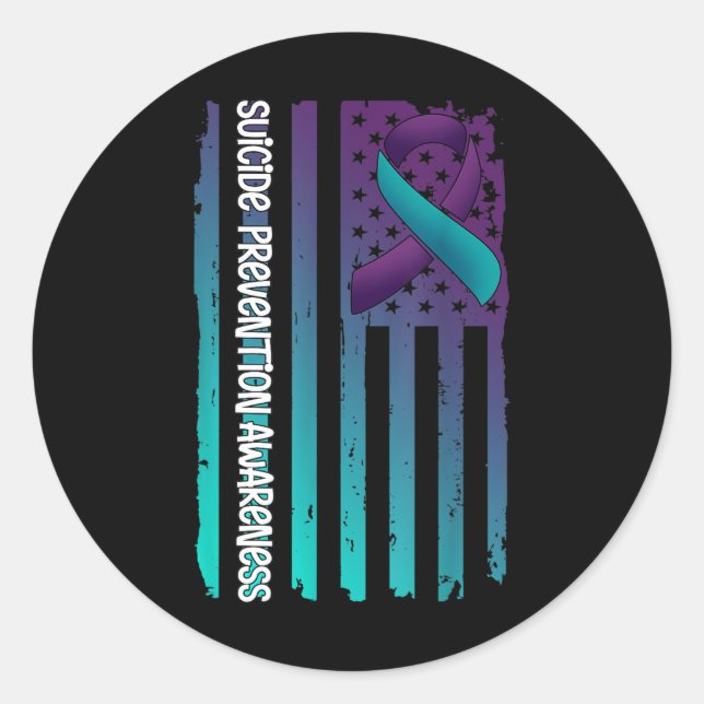 Sticker Rond Ruban du drapeau américain de sensibilisation au s (Devant)