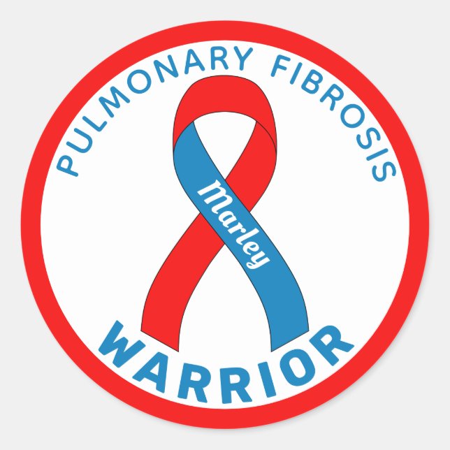 Sticker Rond Ruban du guerrier de fibrose pulmonaire blanc (Devant)