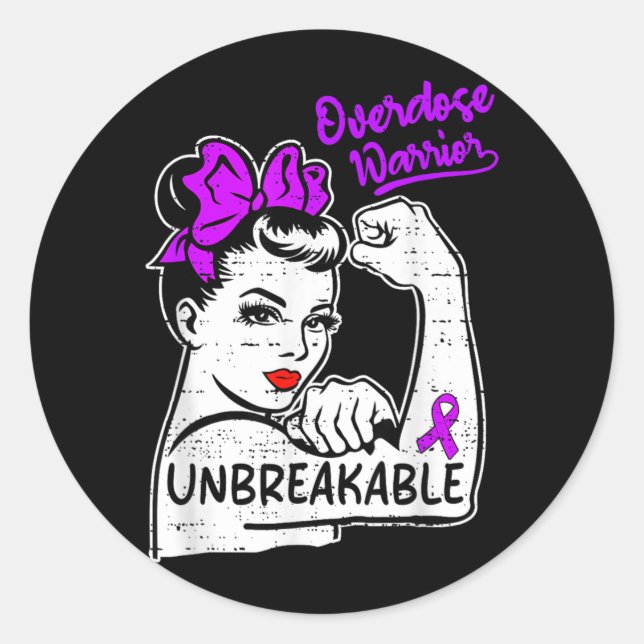 Sticker Rond Ruban du Mois de la sensibilisation aux guerrières (Devant)
