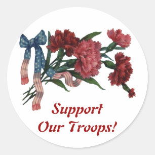 Sticker Rond Ruban et fleurs patriotiques vintages