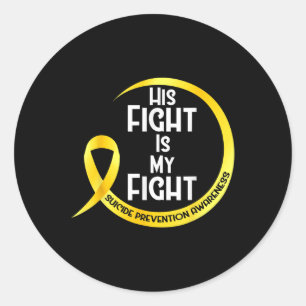 Sticker Rond Ruban Jaune de Sensibilisation à la Prévention du