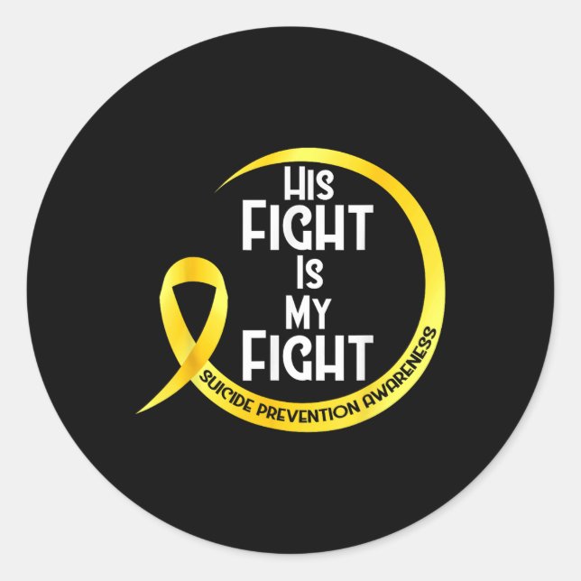 Sticker Rond Ruban Jaune de Sensibilisation à la Prévention du  (Devant)