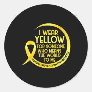 Sticker Rond Ruban jaune de sensibilisation à la prévention du