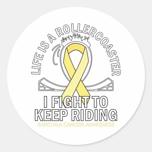 Sticker Rond Ruban jaune de sensibilisation au cancer du sarcom (Devant)