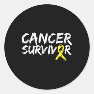 Sticker Rond Ruban Jaune de Sensibilisation des Survivants du C