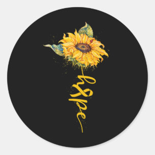 Sticker Rond Ruban jaune tournesol d'espoir Enfance Cancer Prix
