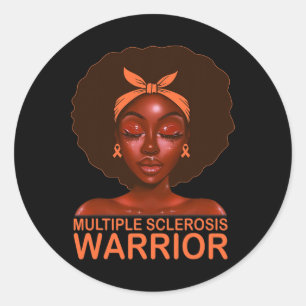 Sticker Rond Ruban Ms Sensibilisation Guerrière Noir Afro Femme