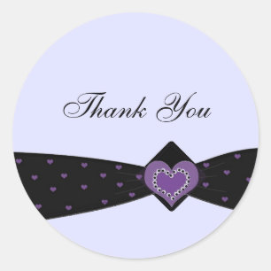 Sticker Rond Ruban noir et violet Merci