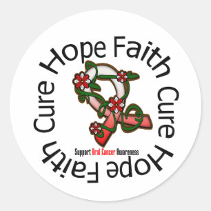 Sticker Rond Ruban oral de fleur de Cancer de traitement de foi