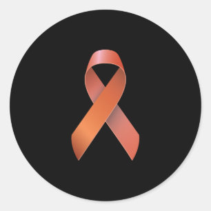 Sticker Rond Ruban orange - Cancer de la leucémie - Cancer du r