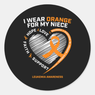 Sticker Rond Ruban Orange Coeur Pour Les Prix De Leucémie De Ma