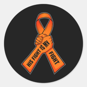 Sticker Rond Ruban orange de sensibilisation à la leucémie I Ca