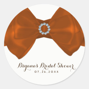 Sticker Rond Ruban orange et diamants élégant pour la douche de